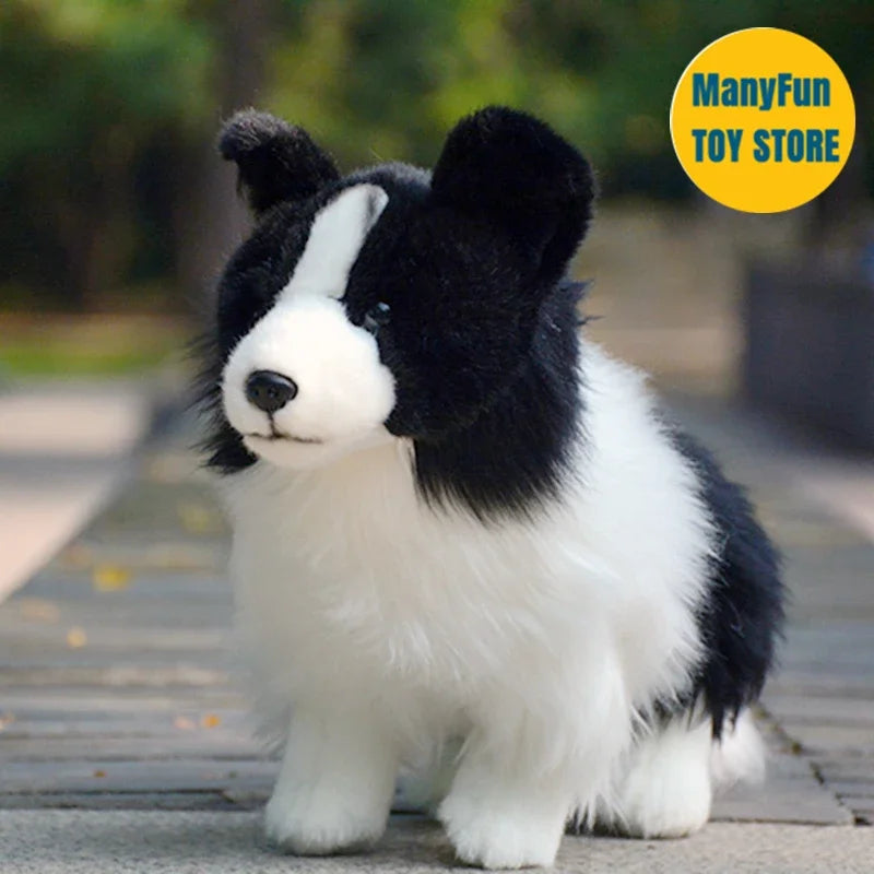 Realistic Border Collie High Fidelity Plushie Shepherd Dog Plush Toys Lifelike Dogs Stuffed Animals Simulation Doll Kawai Toy