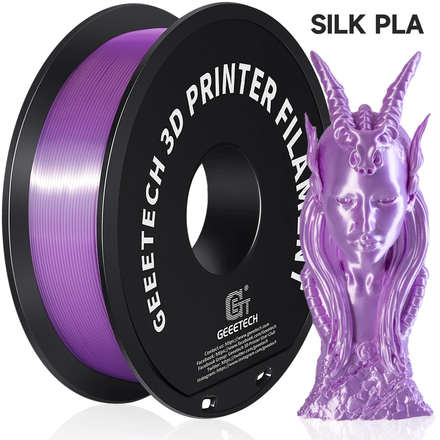 GEEETECH Silk PLA 3d Filament Wire 1kg 1.75mm Spool Wire 3D Printer Material 3D Print Refills, Fast Delivery Vacuum Package