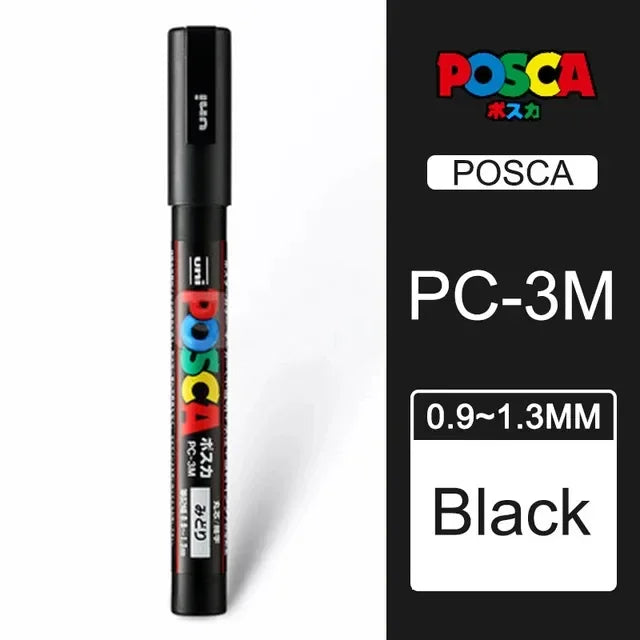 1PC UNI POSCA  White & Black & Red- Acrylic Marker Pen for POP Posters Graffiti/Ads,  PC-1M,3M,5M Art Supplies