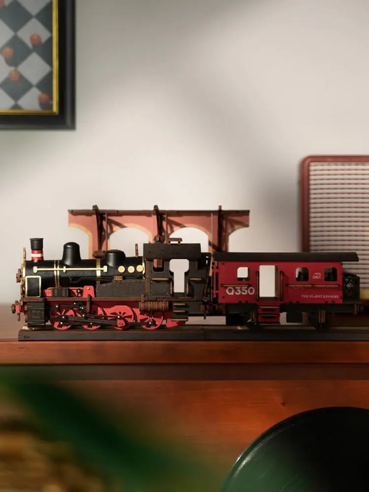 Robotime Steam Train Model Kits 3D Wooden Puzzles Home Decor Craft Gifts for Adults Men Boys Girls