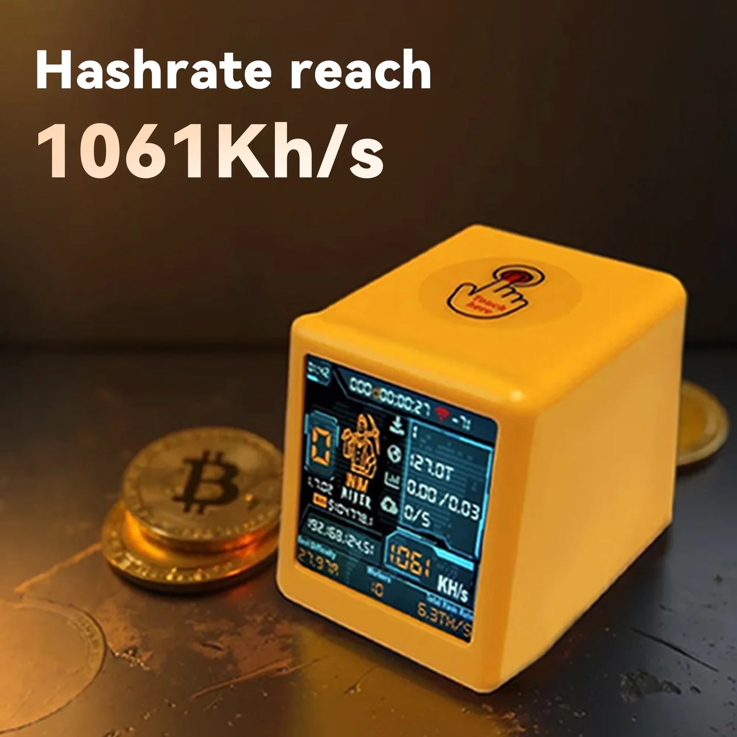 Solo Lottery BTC Miner for computer nerd Smart TV Hashrate1060KH/s ESP32 gift home silent Desktop Clock  Lower Power Consumption
