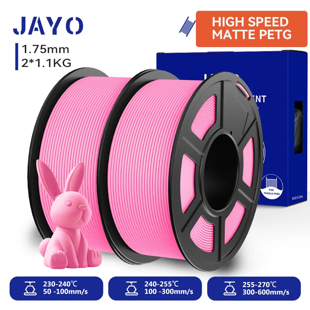 JAYO  High Speed Matte PETG 3D Filament 1.75mm 30mm/s - 600mm/s Print Range High Flow Speedy PETG 3D Printer Filament for 3D