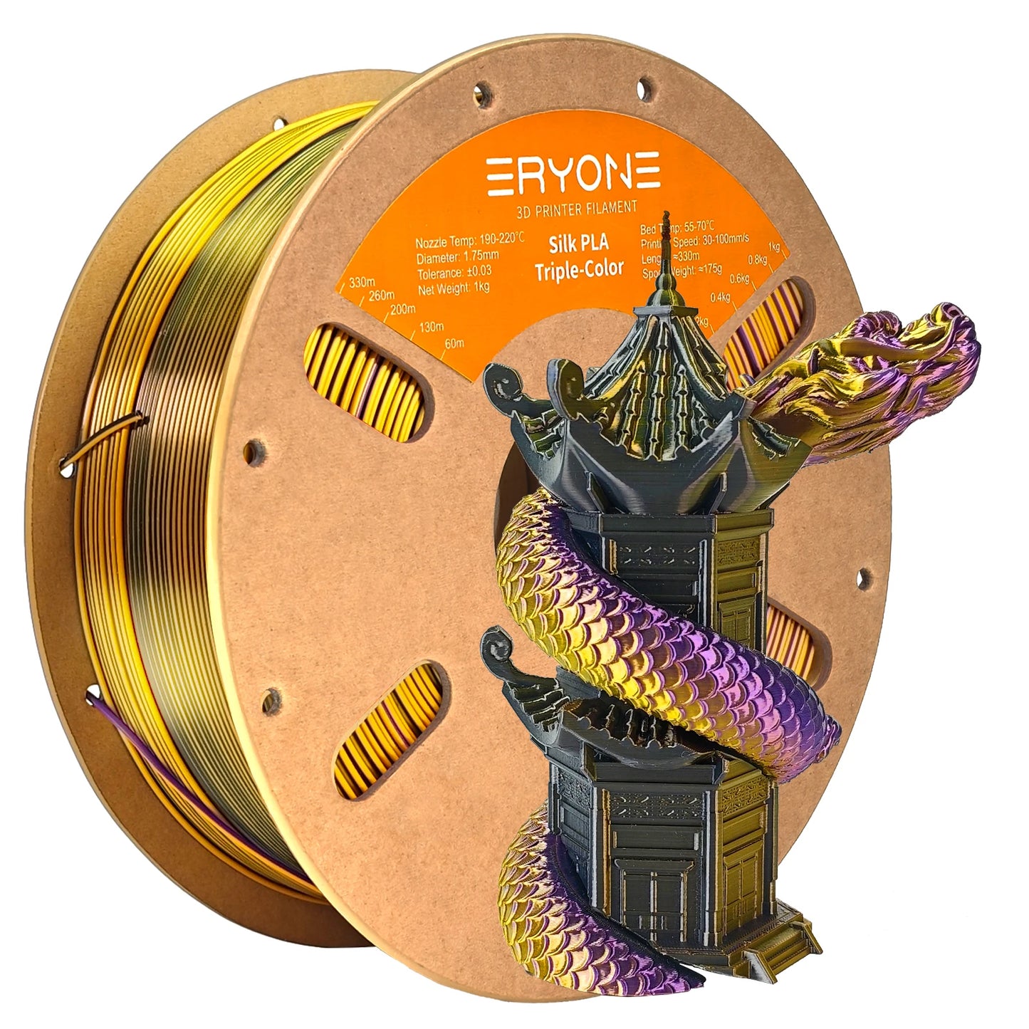 ERYONE 1/3/5KG Triple Colour Silk PLA Premium Filament 3D Print Big Sale,Multicolour Available,1kg silk pla triple colour filament