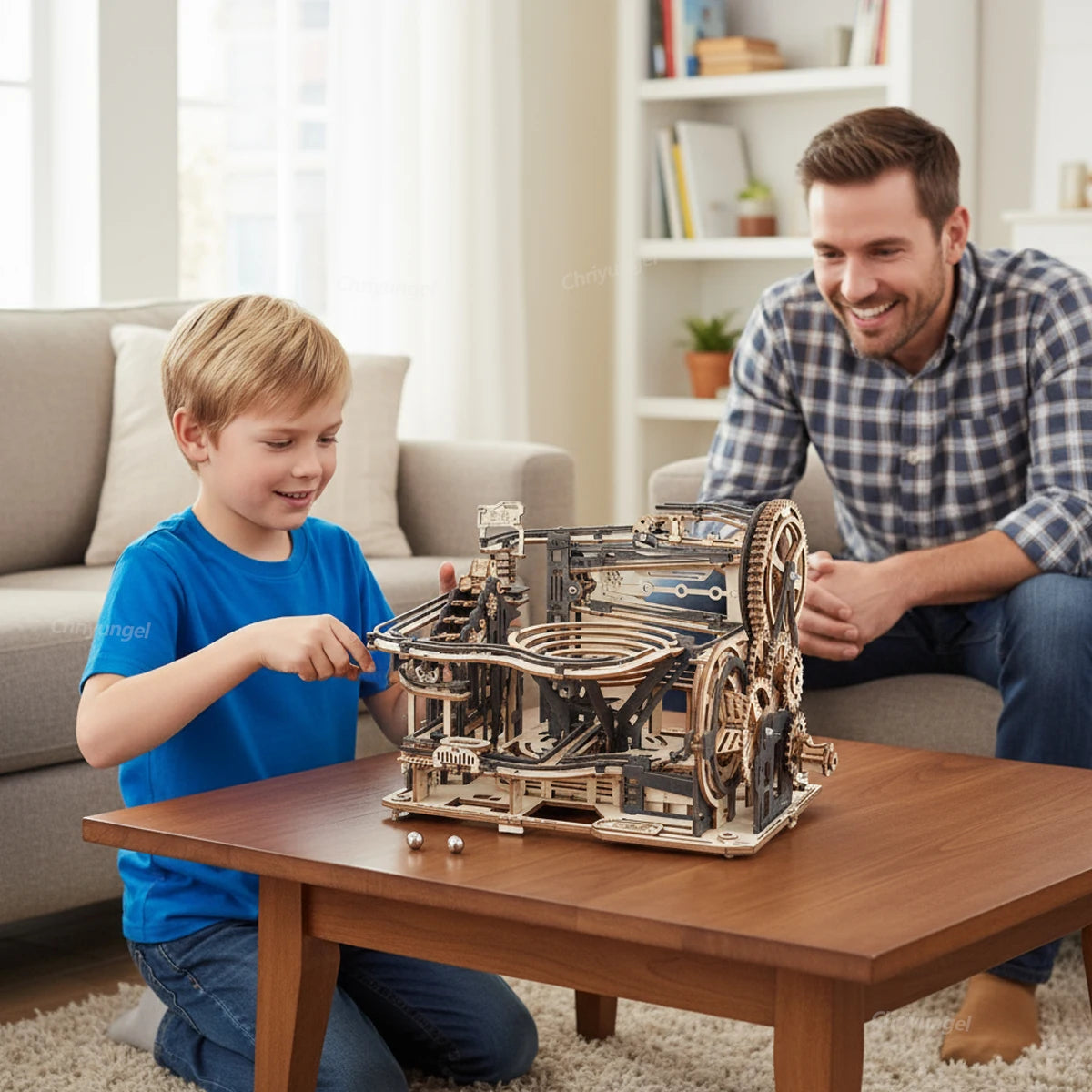 Chriyungel 3D Wooden Marble Run Puzzle DIY Building Model Kits Rolling Ball Track Brain Teaser Game Gift for Adults Teens Kids