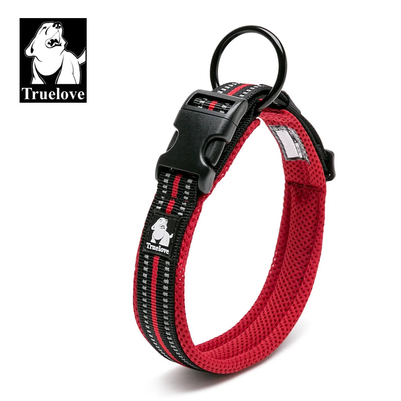 Truelove Adjustable Mesh Padded Pet Dog Collar 3M Reflective Nylon Dog Collar Durable Heavy Duty for all Breed Weather TLC5011
