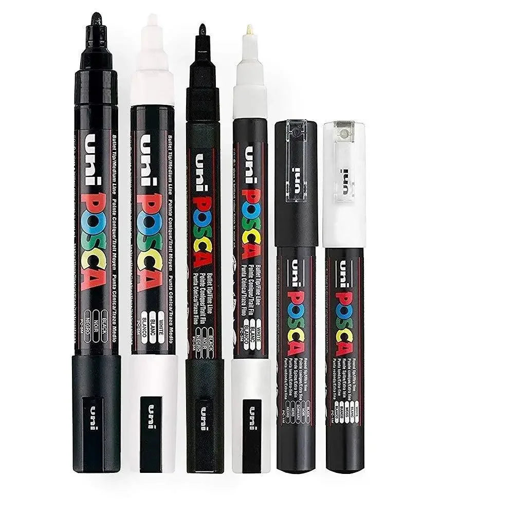 1PC UNI POSCA  White & Black & Red- Acrylic Marker Pen for POP Posters Graffiti/Ads,  PC-1M,3M,5M Art Supplies