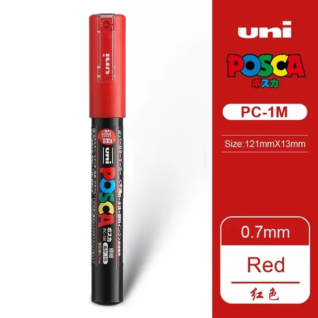 1PC UNI POSCA  White & Black & Red- Acrylic Marker Pen for POP Posters Graffiti/Ads,  PC-1M,3M,5M Art Supplies