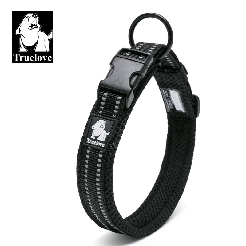 Truelove Adjustable Mesh Padded Pet Dog Collar 3M Reflective Nylon Dog Collar Durable Heavy Duty for all Breed Weather TLC5011