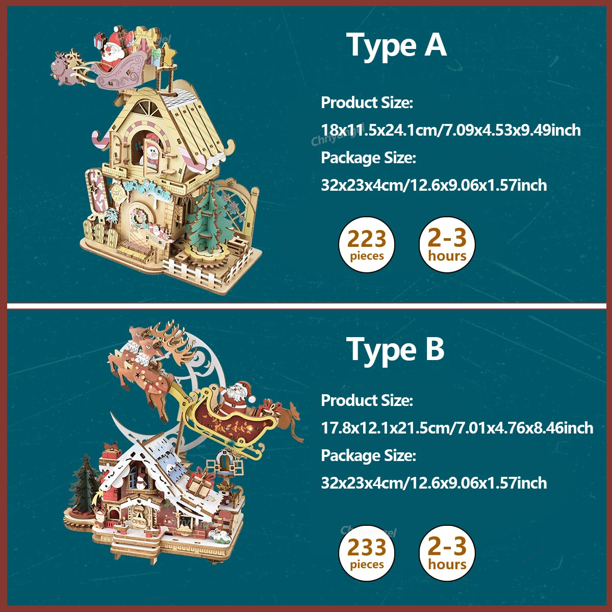 Chriyungel 3D Wooden Puzzles Christmas Music Box DIY Rotating Model Building Kits Home Decor Xmas Gift for Adults Teens Kids