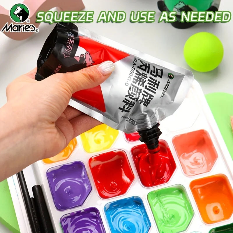 12 Colours Marie's Acrylic Paint Set,100ml/3.38oz,Vibrant Colours,Perfect for Artists,Paints on Rocks,Crafts,Canvas,Wood,Stone