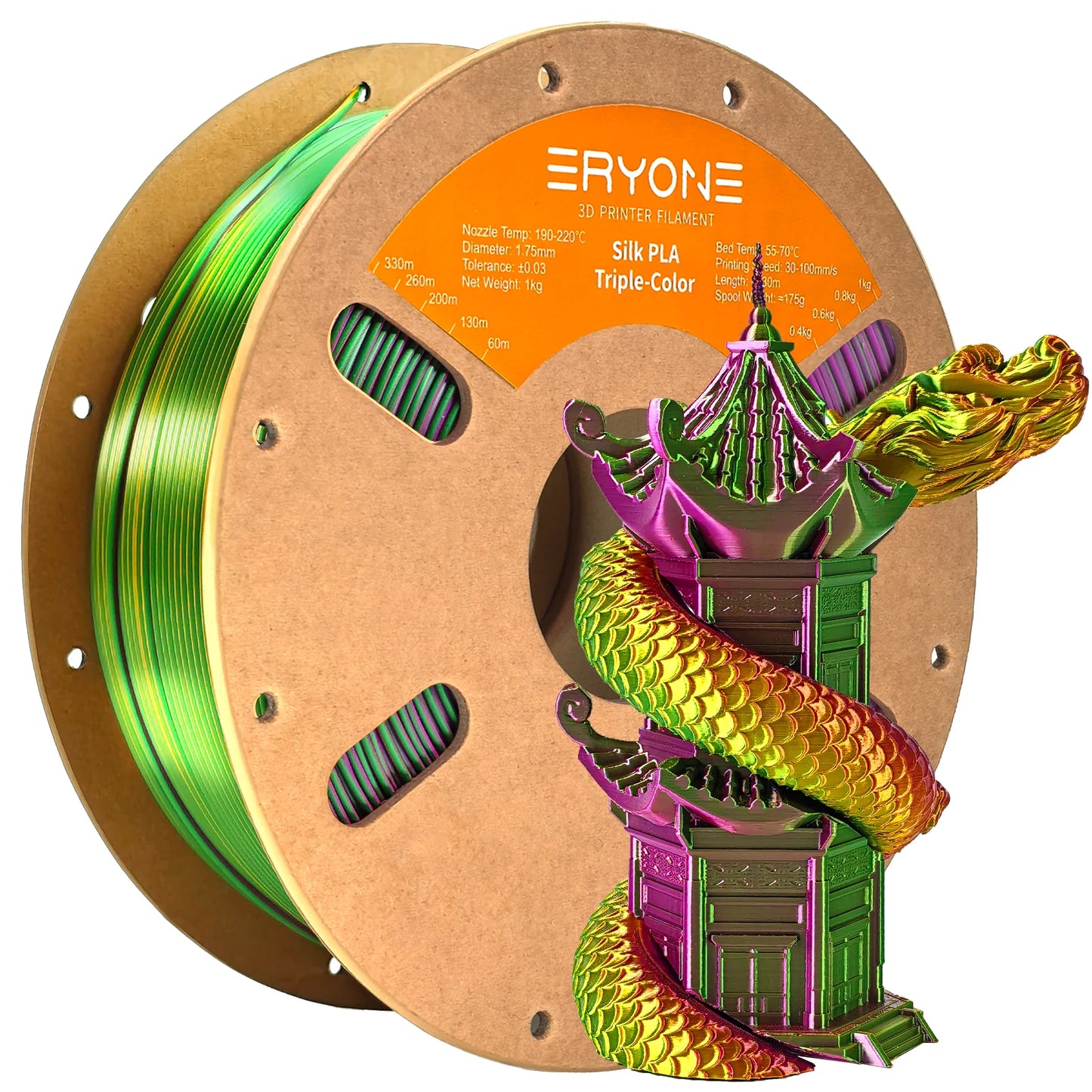 ERYONE 1/3/5KG Triple Colour Silk PLA Premium Filament 3D Print Big Sale,Multicolour Available,1kg silk pla triple colour filament