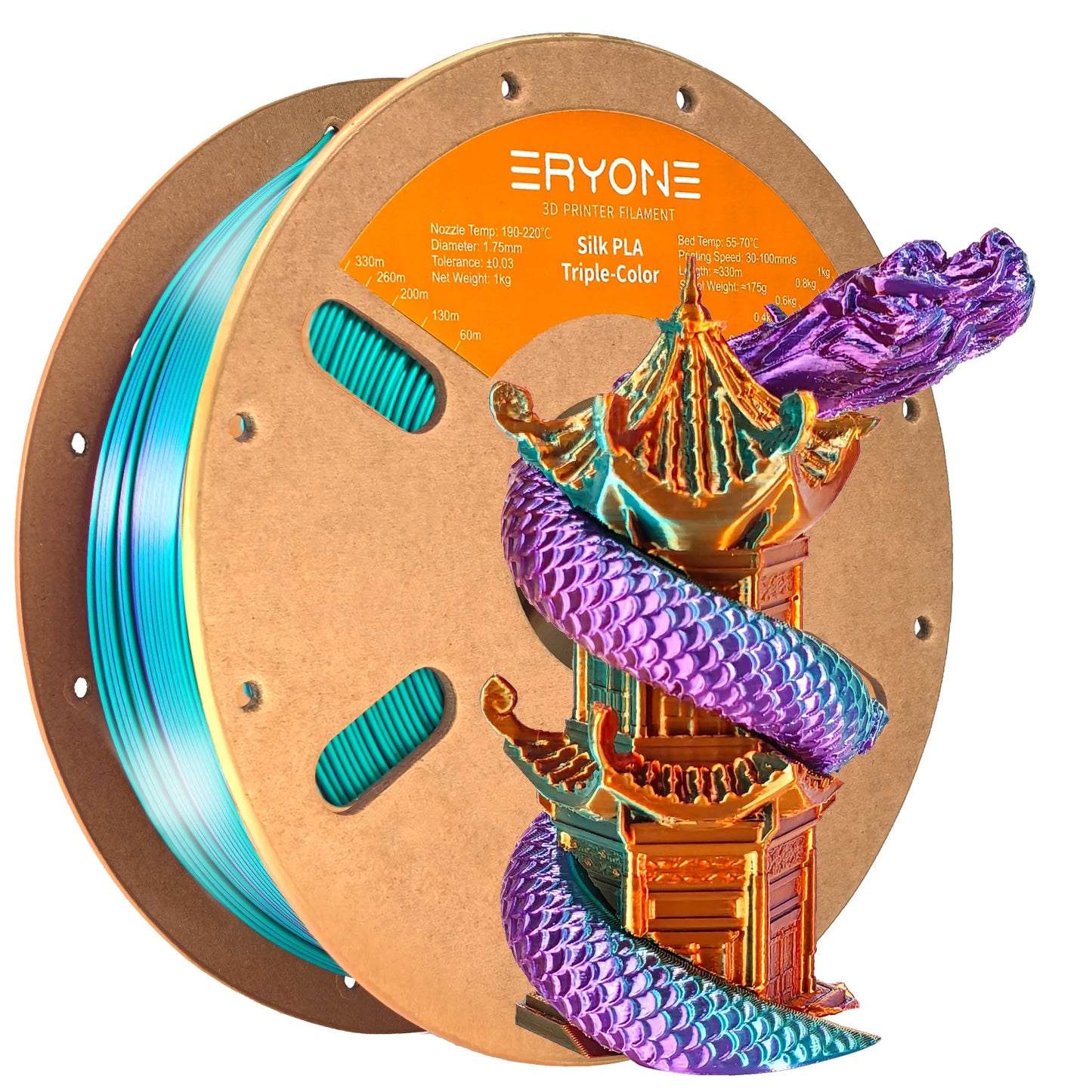 ERYONE 1/3/5KG Triple Colour Silk PLA Premium Filament 3D Print Big Sale,Multicolour Available,1kg silk pla triple colour filament