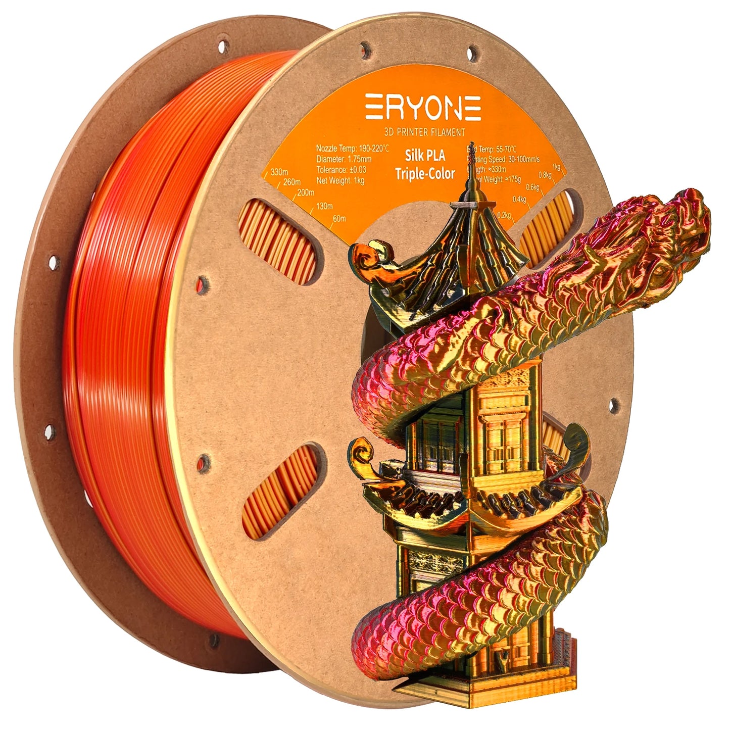 ERYONE 1/3/5KG Triple Colour Silk PLA Premium Filament 3D Print Big Sale,Multicolour Available,1kg silk pla triple colour filament