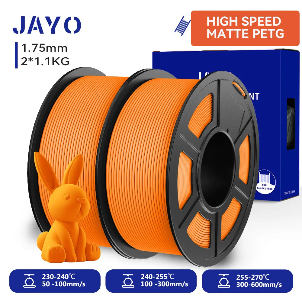 JAYO  High Speed Matte PETG 3D Filament 1.75mm 30mm/s - 600mm/s Print Range High Flow Speedy PETG 3D Printer Filament for 3D