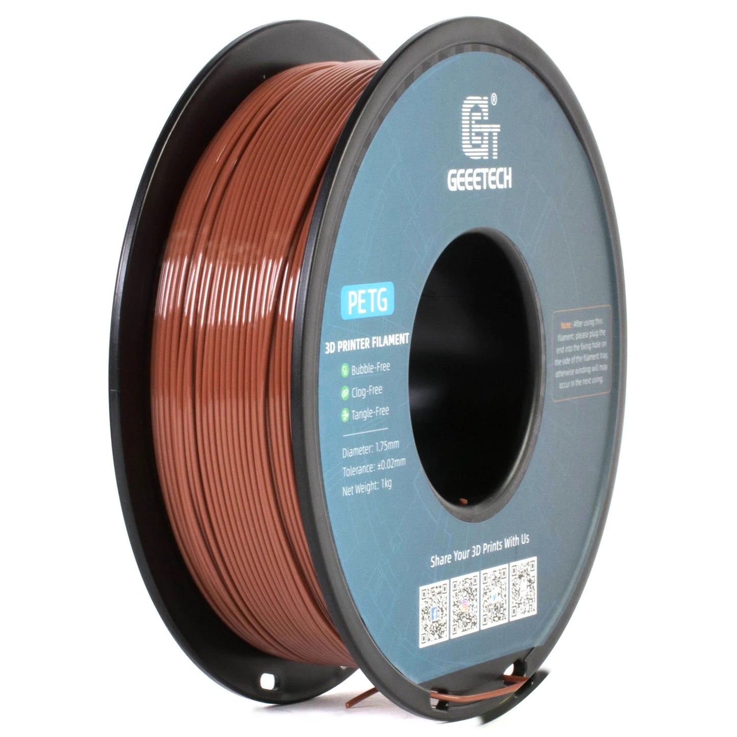 GEEETECH PETG Filament 1KG 1.75mm ±0.03mm For 3D Printer,1KG (2.2LBS) 3D Printing Fast Shipping,Vacuum packing, Tangle-Free