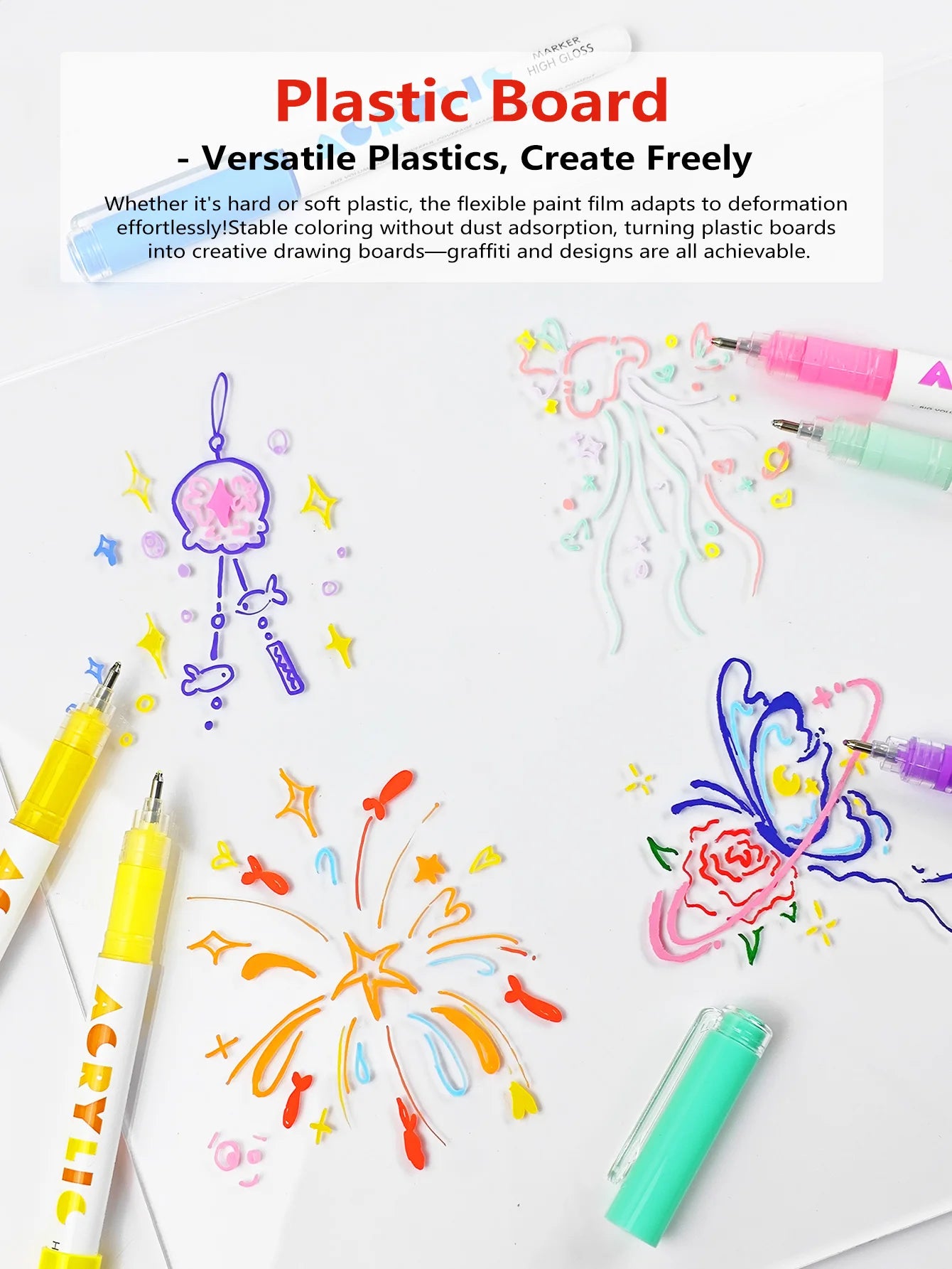 GuangNa 168/12 Colors High Gloss Acrylic Marker Pen Set,Hard Headed Drawing Pens,DIY Graffiti Paint Pen Stationery,GN.586