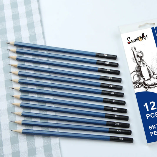 SeamiArt 12 Pcs. Standard Sketching Pencil Art Suppliers for Artist Drawing School Office Pencils Supplies