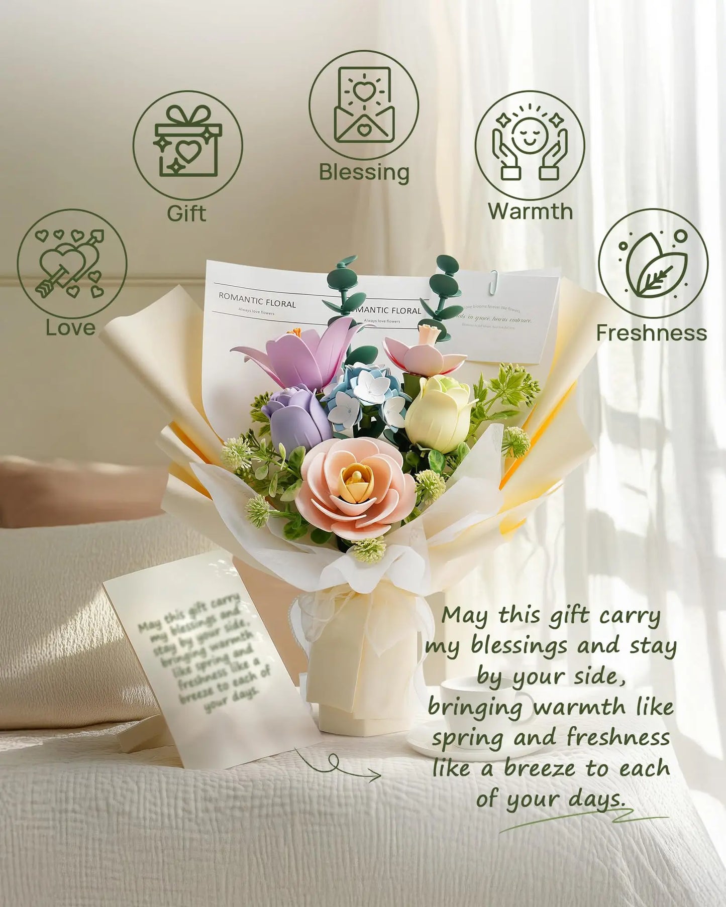 ROBOTIME 3D Puzzle Artificial Flowers,DIY Flowers Model Kit,Home Decoration Creative Gift for Adults&Kids (Spring Time Bouquet)