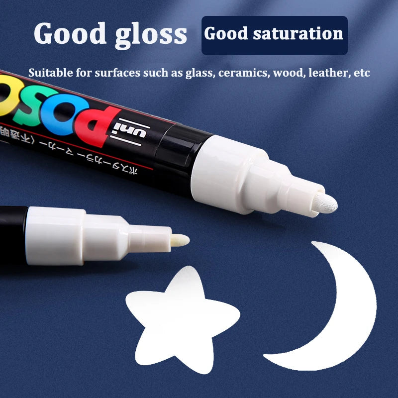 Uni Posca White Marker Pen,Acrylic rotulador permanente Waterproof POP Poster PC-1M 3M 5M graffiti markers Paint Pens Art Suppli