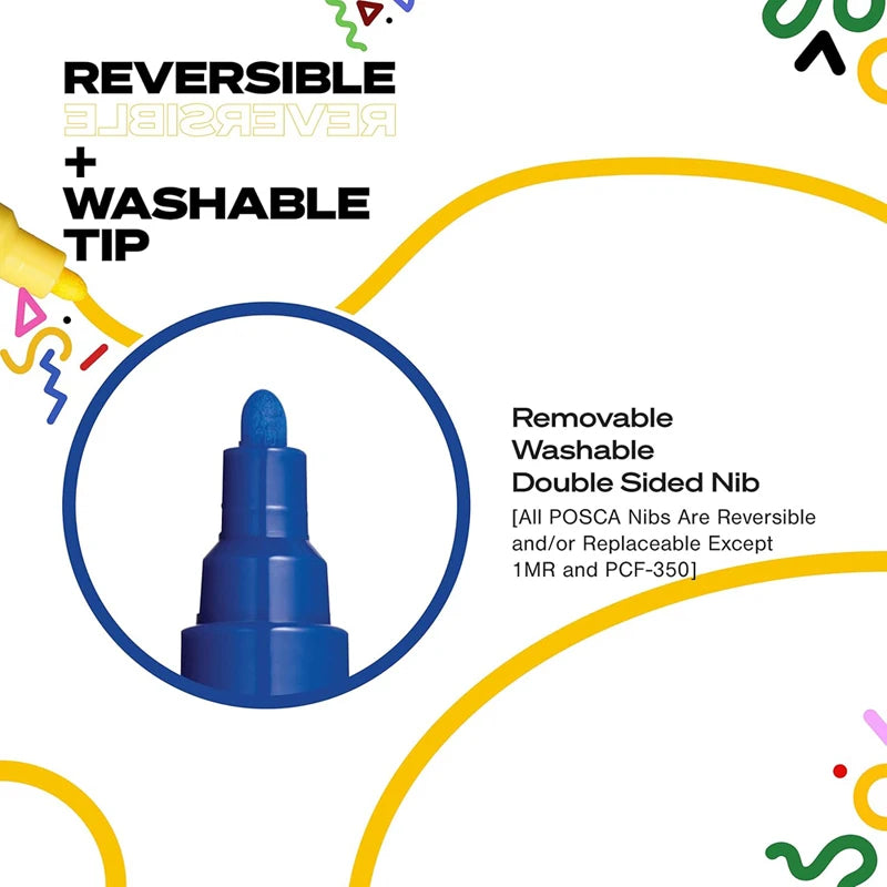 7 Pastel Posca Paint Markers, 5M Medium Posca Markers with Reversible Tips, Acrylic Paint Pens | Posca Pens for Art Supplies,