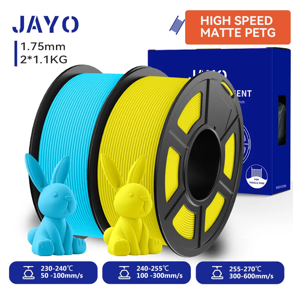 JAYO  High Speed Matte PETG 3D Filament 1.75mm 30mm/s - 600mm/s Print Range High Flow Speedy PETG 3D Printer Filament for 3D