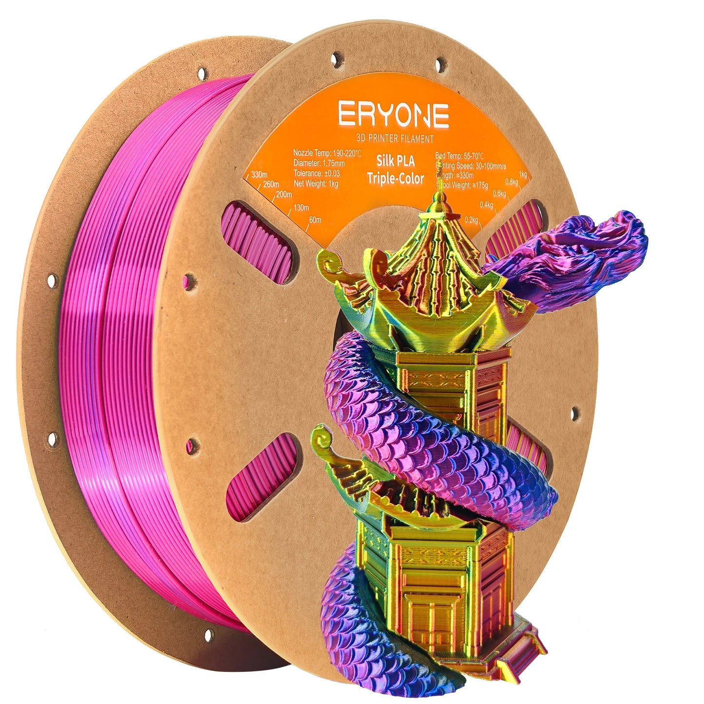 ERYONE 1/3/5KG Triple Colour Silk PLA Premium Filament 3D Print Big Sale,Multicolour Available,1kg silk pla triple colour filament