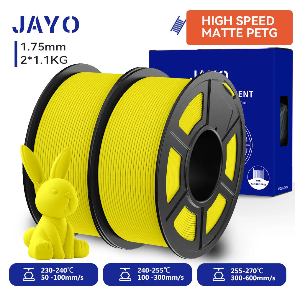 JAYO  High Speed Matte PETG 3D Filament 1.75mm 30mm/s - 600mm/s Print Range High Flow Speedy PETG 3D Printer Filament for 3D