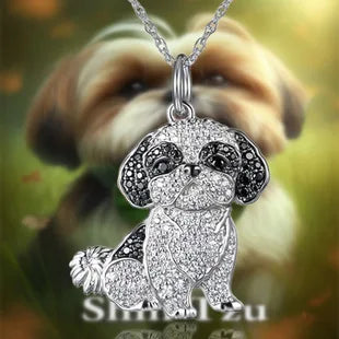 Creative Cute Maltese Pendant Necklace Fashion Pet Dog Jewelry Accessories Women's Pet Puppy Decoration Birthday Memorial Gifts