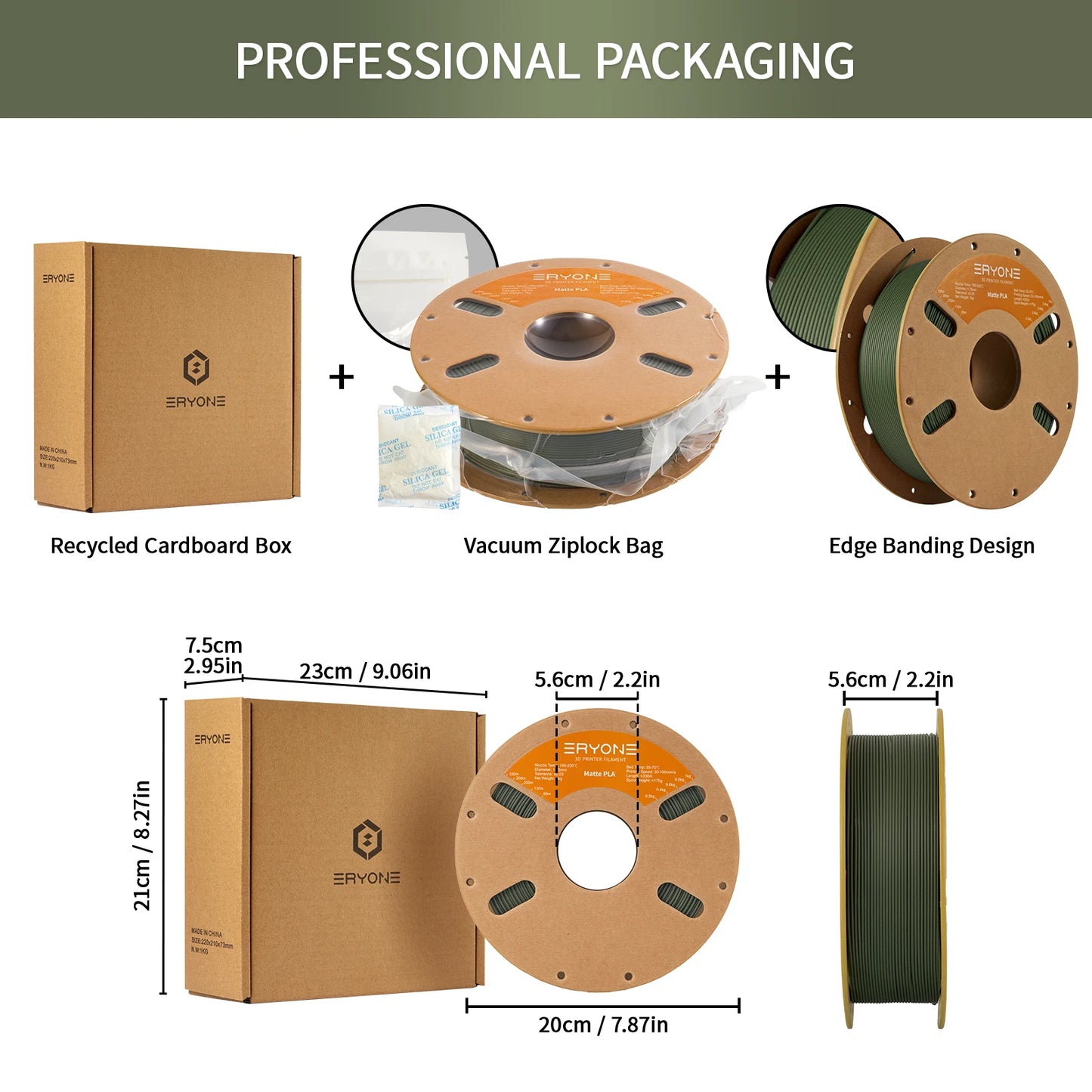 ERYONE 1/3/5/10KG Matte PLA Premium Filament 1.75mm 3D Print,Multicolour Available,big sale matte pla filament,1KG/Spool