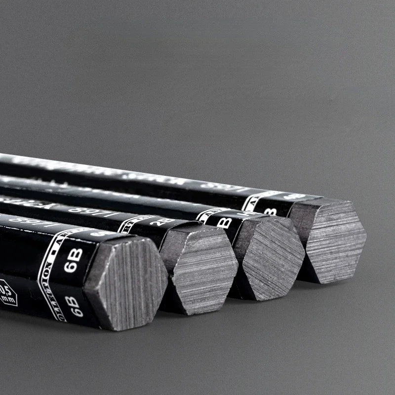 HB/2B/4B/6B Black Charcoal Art Student Sketch Painting Graphite Pen Woodless Hexagonal Graphite Stick Pencil Bold Art Supplies