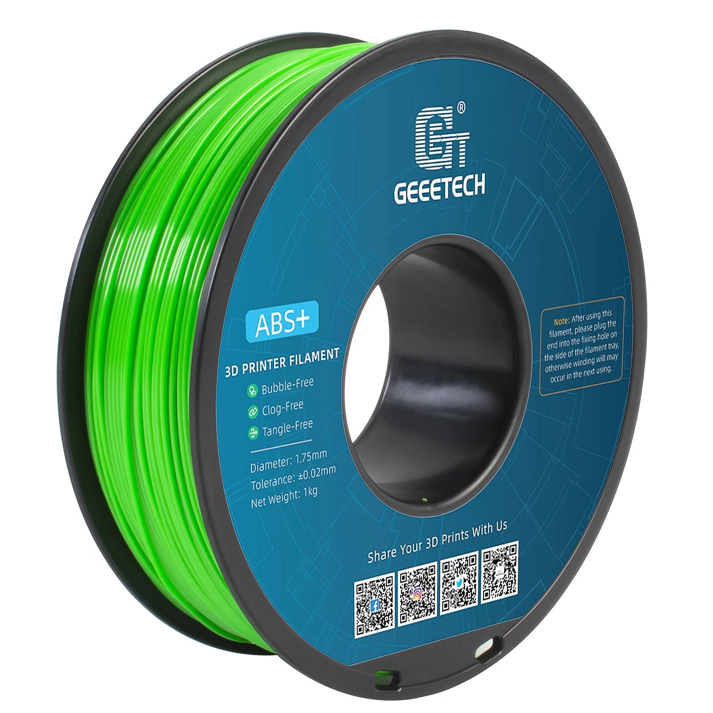 Geeetech ABS 3D Filament 1.75mm 1KG plastic, 3D Printer Material, Tangle-Free, Non-Toxic, Vacuum Packaging White Black