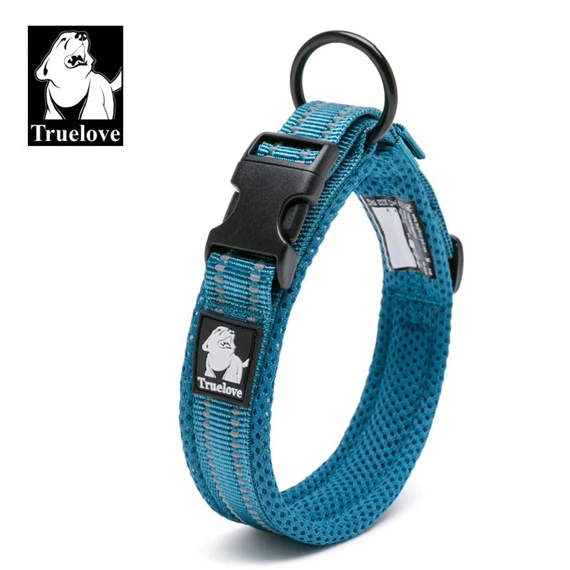 Truelove Adjustable Mesh Padded Pet Dog Collar 3M Reflective Nylon Dog Collar Durable Heavy Duty for all Breed Weather TLC5011