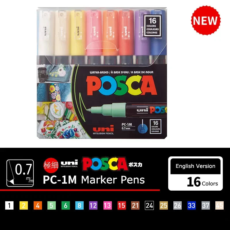 Posca Markers 1M Extra Fine Point, Acrylic Paint Art Marker Pens Set for Drawing Manga Graffiti Crafts DIY, Original Japan Gift