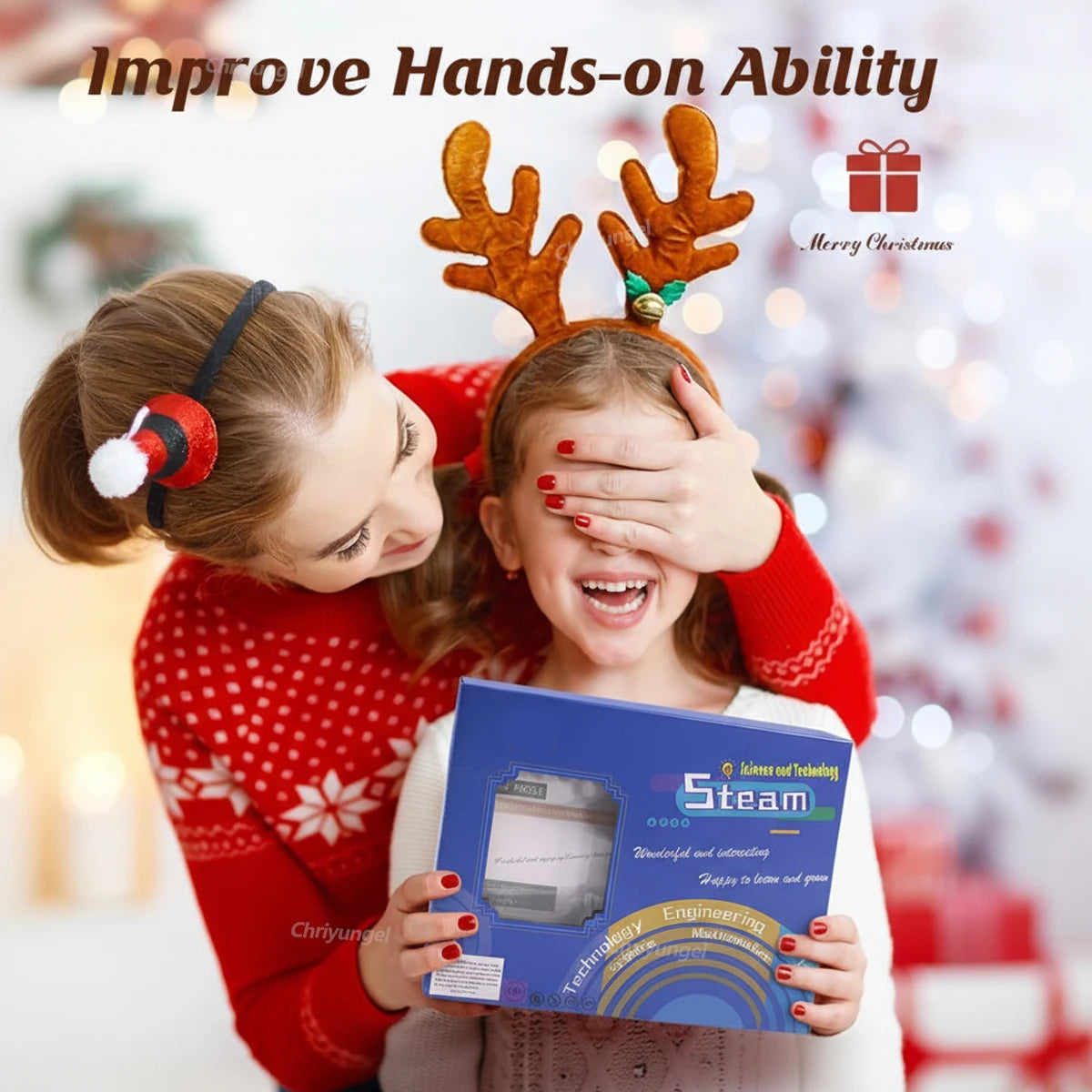 Chriyungel 3D Wooden Puzzles Christmas Music Box DIY Rotating Model Building Kits Home Decor Xmas Gift for Adults Teens Kids