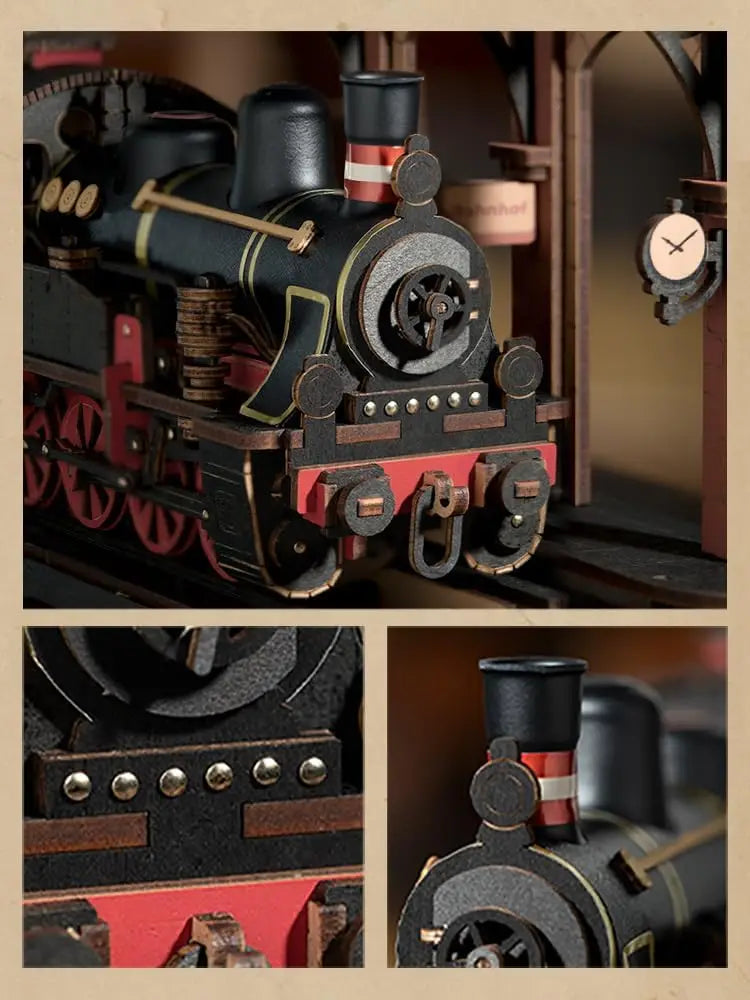 Robotime Steam Train Model Kits 3D Wooden Puzzles Home Decor Craft Gifts for Adults Men Boys Girls