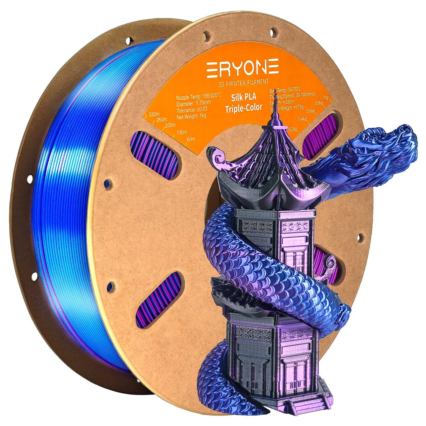 ERYONE 1/3/5KG Triple Colour Silk PLA Premium Filament 3D Print Big Sale,Multicolour Available,1kg silk pla triple colour filament