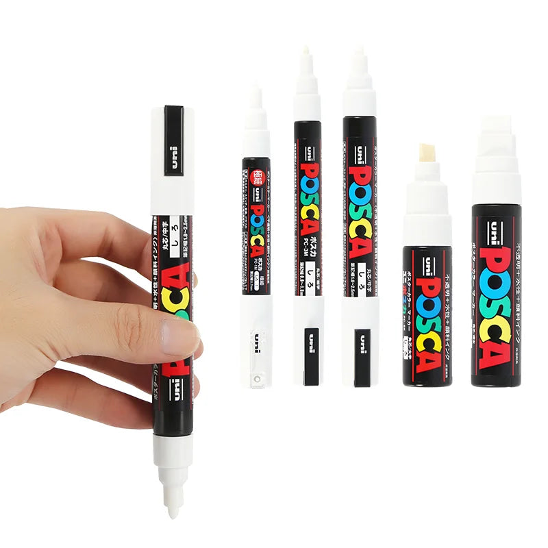 1PC UNI POSCA  White & Black & Red- Acrylic Marker Pen for POP Posters Graffiti/Ads,  PC-1M,3M,5M Art Supplies