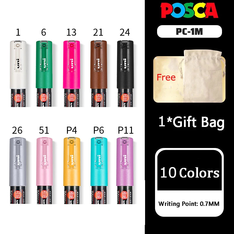 Posca Markers 1M Extra Fine Point, Acrylic Paint Art Marker Pens Set for Drawing Manga Graffiti Crafts DIY, Original Japan Gift