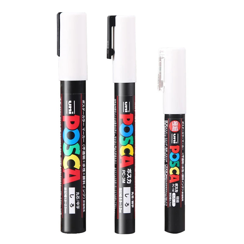 Uni Posca White Marker Pen,Acrylic rotulador permanente Waterproof POP Poster PC-1M 3M 5M graffiti markers Paint Pens Art Suppli