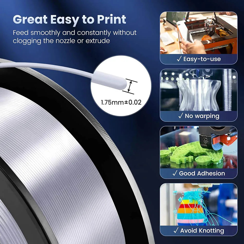 JAYO SILK PLA + Filament 1.75mm SILK PLA Plus Filament 1.1KG Smooth Silky Shiny Surface 3D Filament Fit For FDM Printers