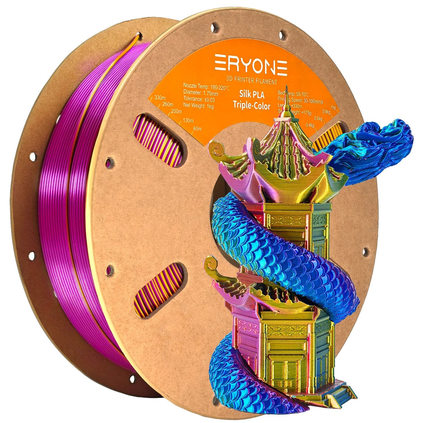 ERYONE 1/3/5KG Triple Colour Silk PLA Premium Filament 3D Print Big Sale,Multicolour Available,1kg silk pla triple colour filament