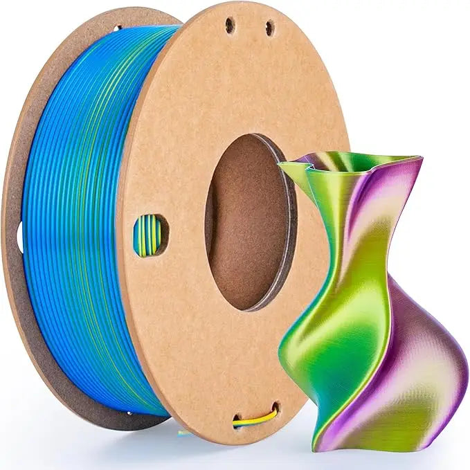Multicolor 3D Printer Filament,Dual/Tri Color 1.75mm PLA Silk Shiny Printing Filament,250g(0.55lbs) Fit Most FDM 3D Printer