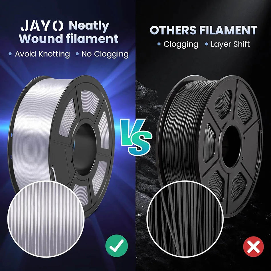 JAYO SILK PLA + Filament 1.75mm SILK PLA Plus Filament 1.1KG Smooth Silky Shiny Surface 3D Filament Fit For FDM Printers