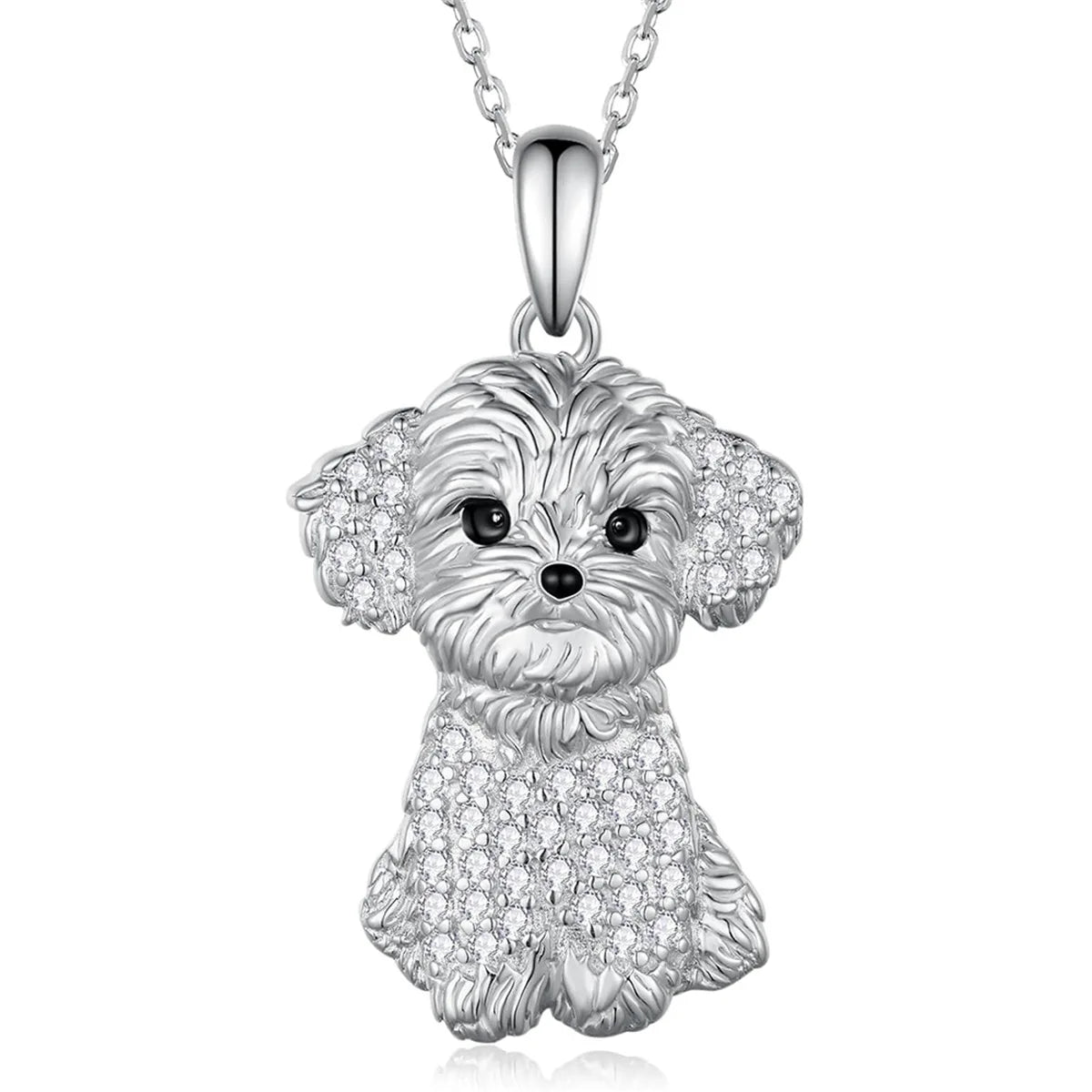 Creative Cute Maltese Pendant Necklace Fashion Pet Dog Jewelry Accessories Women's Pet Puppy Decoration Birthday Memorial Gifts