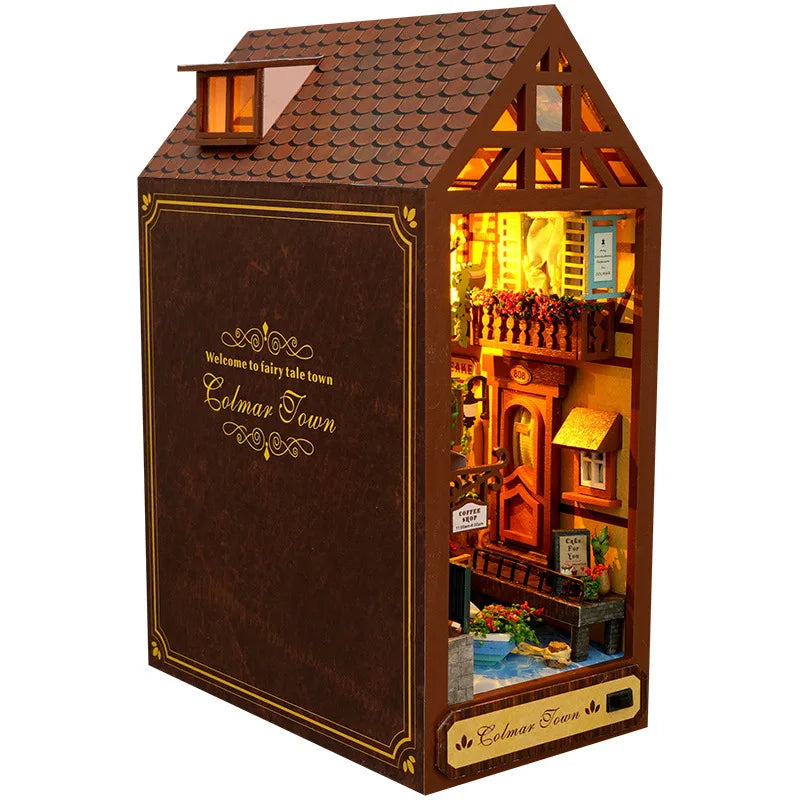 New Book Nook Japanese City Alley Model Building Bookend Bookshelf Insert Bookcase DIY Assemble Toys Child Girl Adult Gift Casa