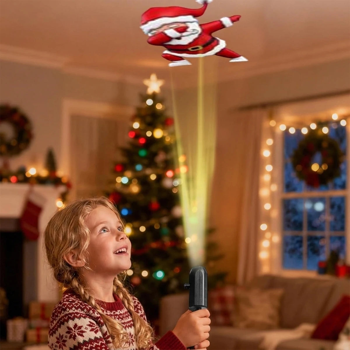 USB Powered Christmas Projector Lights with Santa Claus/Gingerbread Man/elk Patterns Spotlight Indoor Party Navidad Xmas Decor