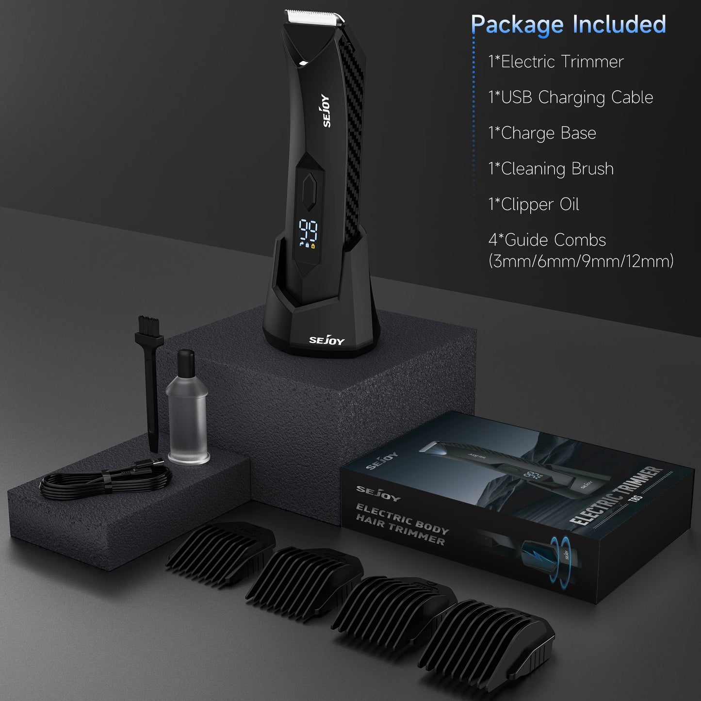 Sejoy Body Hair Clippers Men Electric Hari Trimmer Sideburns Electric Shaver Wireless Hair Cutting Barber Cutting Machine