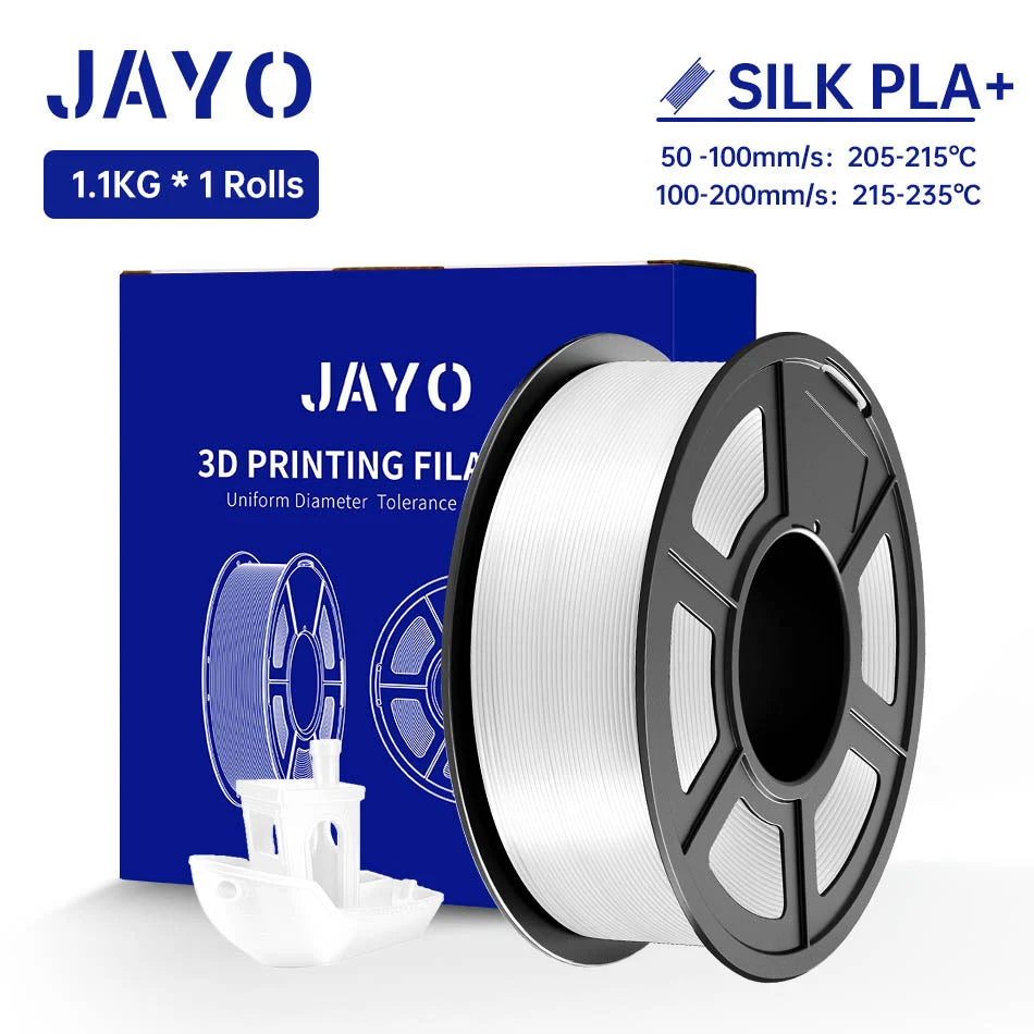 JAYO SILK PLA + Filament 1.75mm SILK PLA Plus Filament 1.1KG Smooth Silky Shiny Surface 3D Filament Fit For FDM Printers
