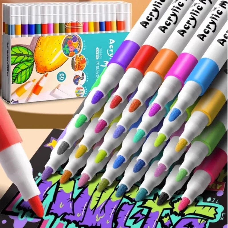 12-80 Colour Set Acrylic Paint Art Marker Pen