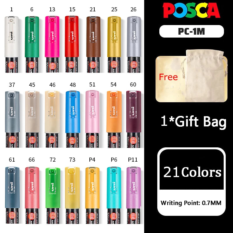 Posca Markers 1M Extra Fine Point, Acrylic Paint Art Marker Pens Set for Drawing Manga Graffiti Crafts DIY, Original Japan Gift